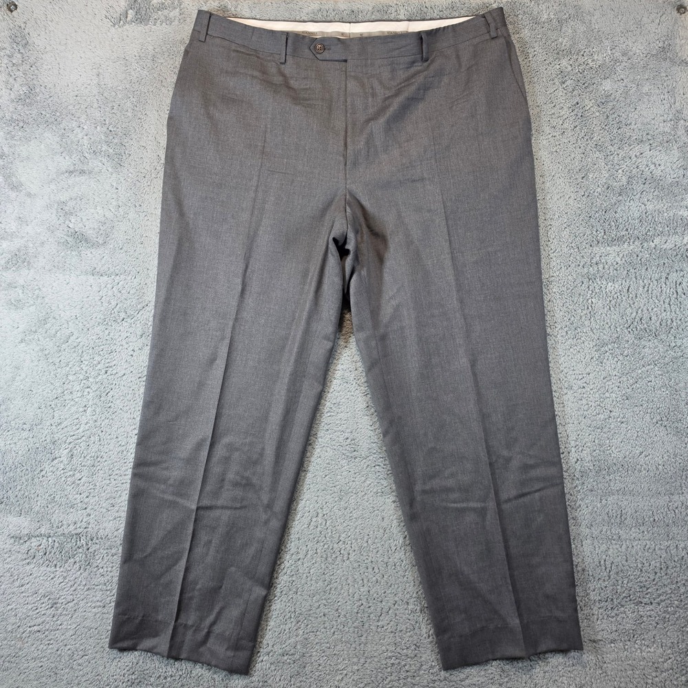 Canali 1934 Wool Pants Men 42x30 Grey Italian Flat Front Straight Dress Trousers